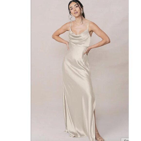 Revelry soft champagne Satin bridesmaid Dress - Picture 1 of 7
